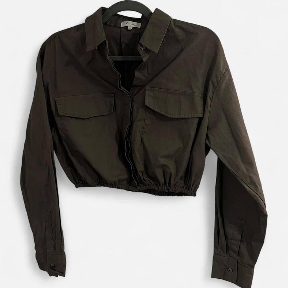 Love Notes Cropped Utility Style Top Olive Green/Army Green